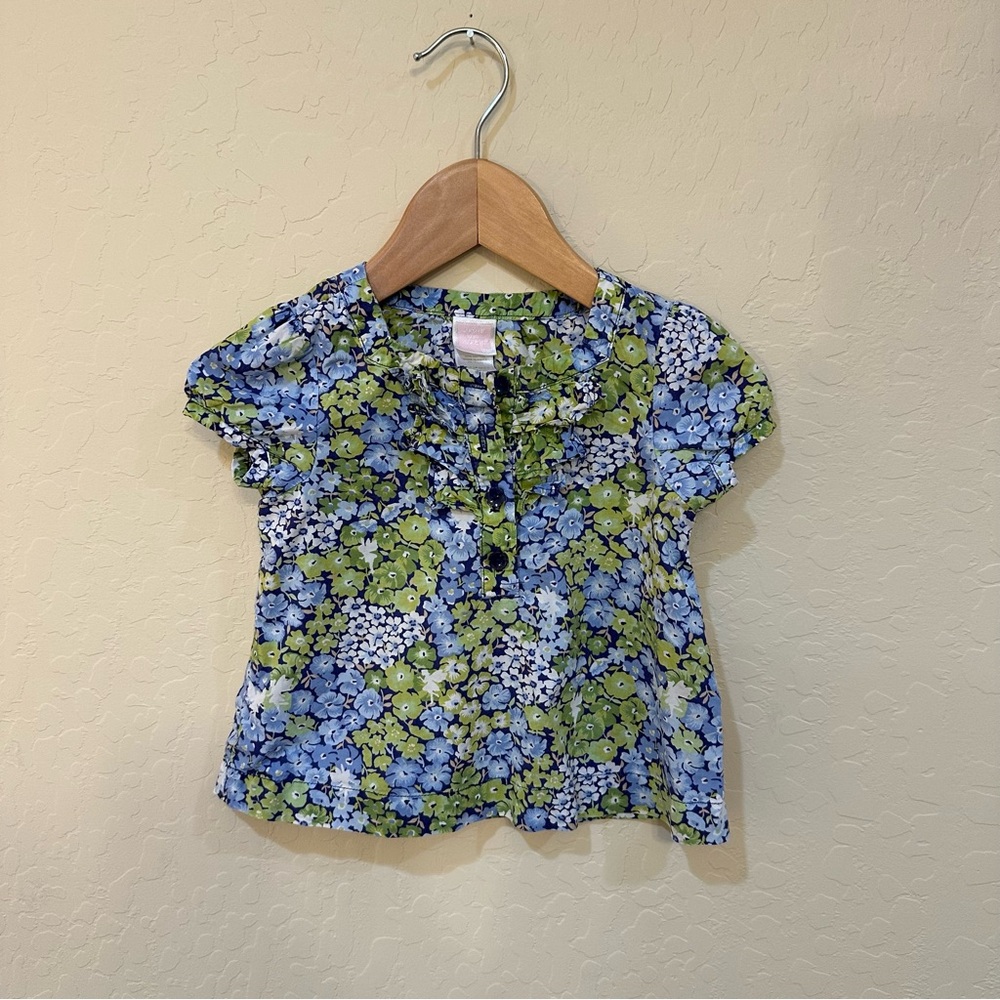 Janie and jack floral blue green blouse